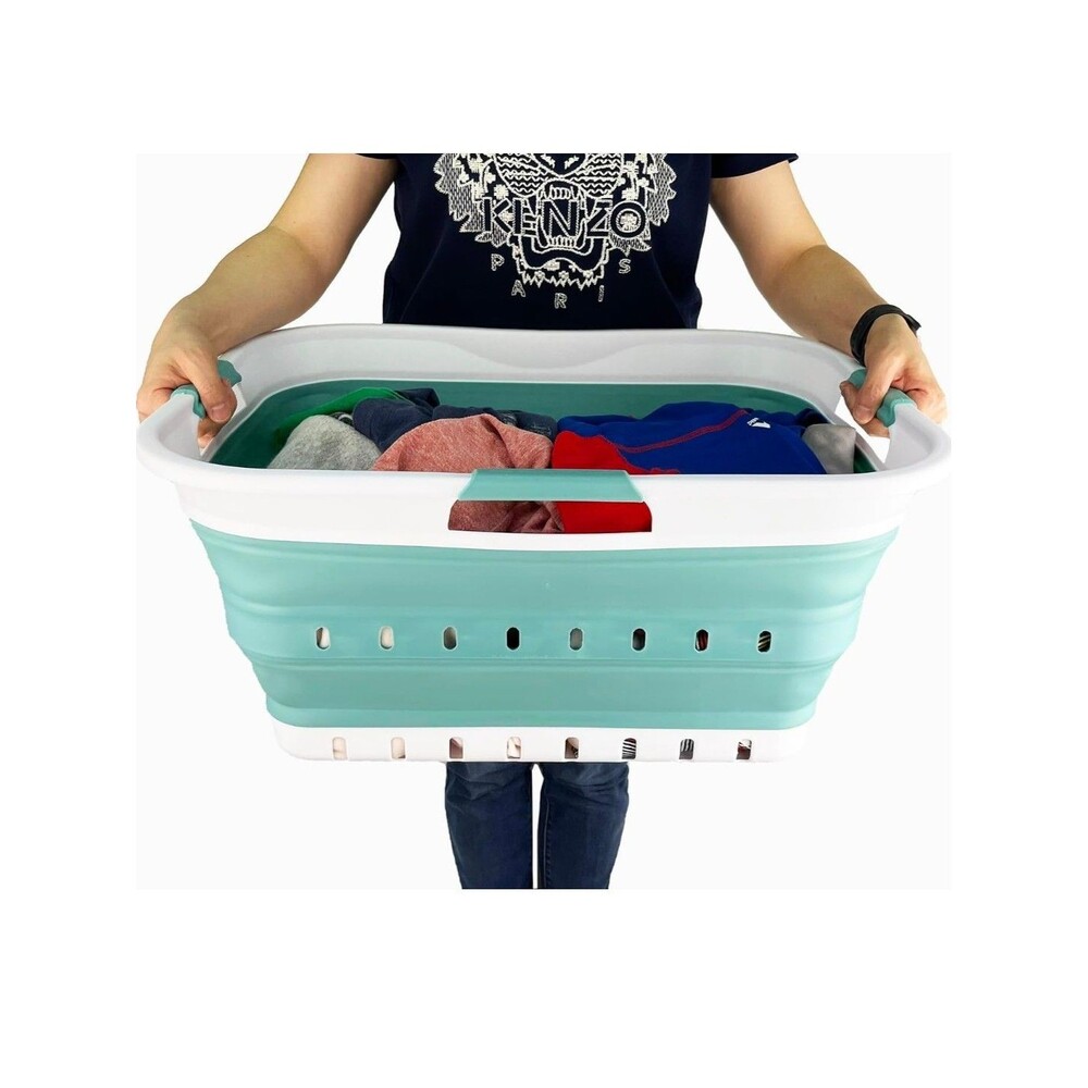 42L (11 gallon) Collapsible Plastic Laundry Basket - Foldable Pop Up Storage